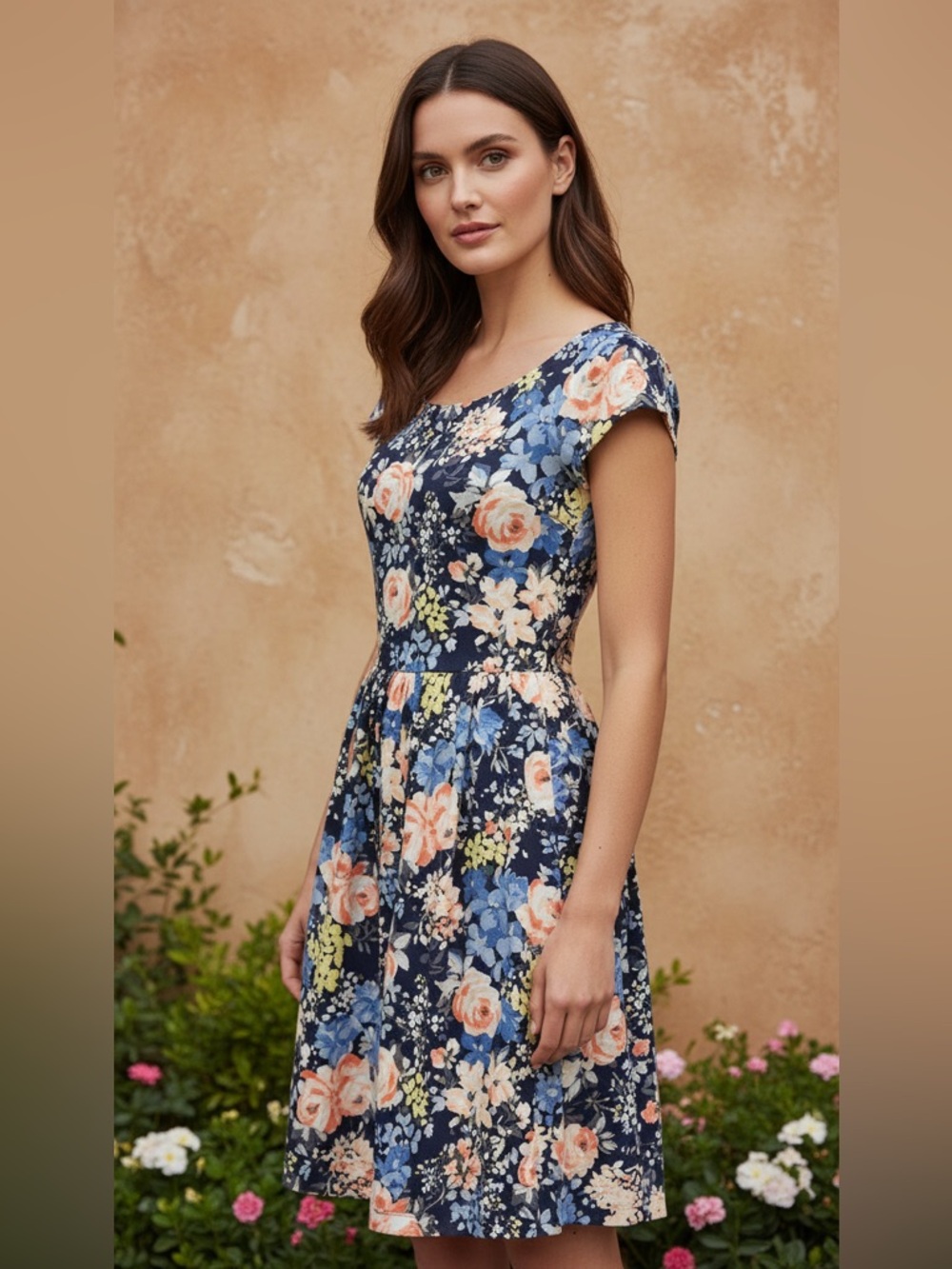 Rebecca Taylor Silhouette Dress Cinches at the Waist Cap Sleeves Low Scoop Back